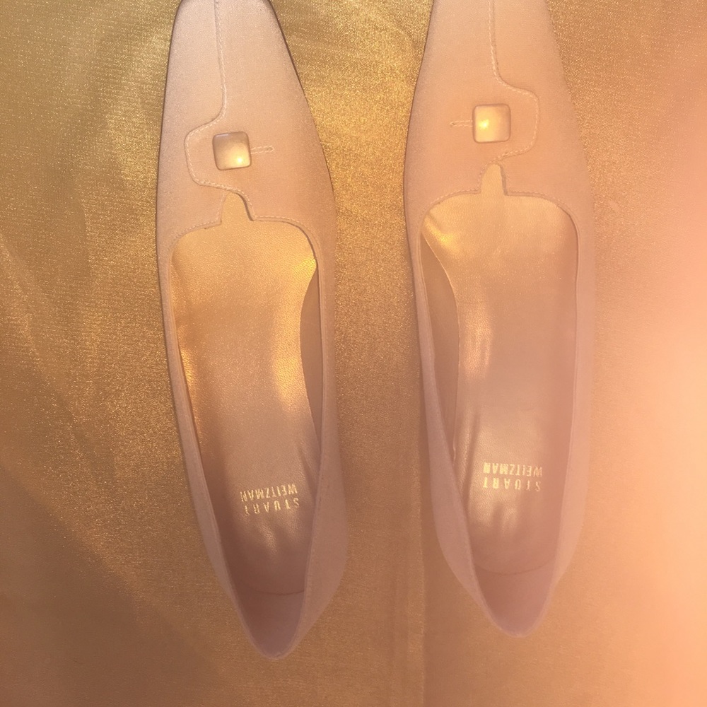 Stuart Weitzman Cream Cloth Low Heel Size 8m - image 3
